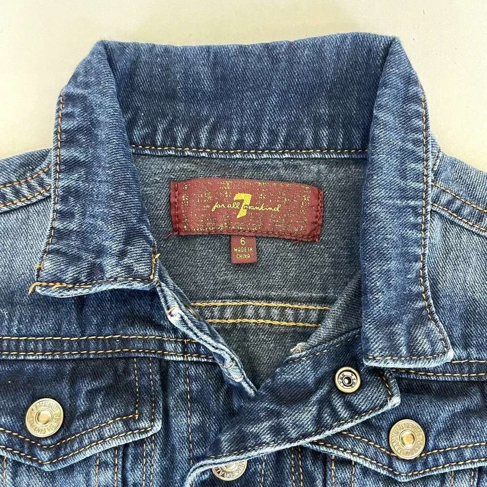 7 For All Mankind Girls Size 6 Blue Denim‎ Trucker Jacket Classic
